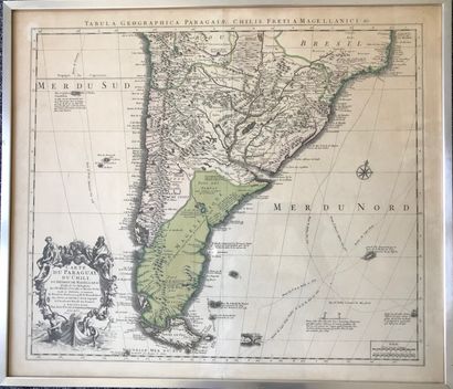Map of Paraguay, Chile, the Strait of Magellan...,...