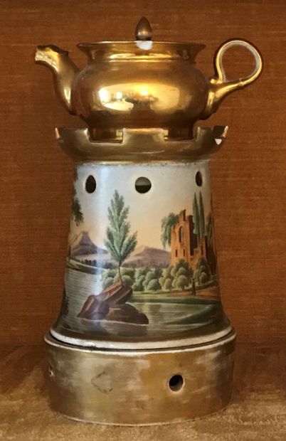 Lot: brass torch, the baluster shaft on a...