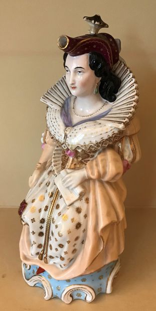 A polychrome porcelain teapot with gilding...