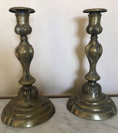 Pair of antique silver plated torches with...