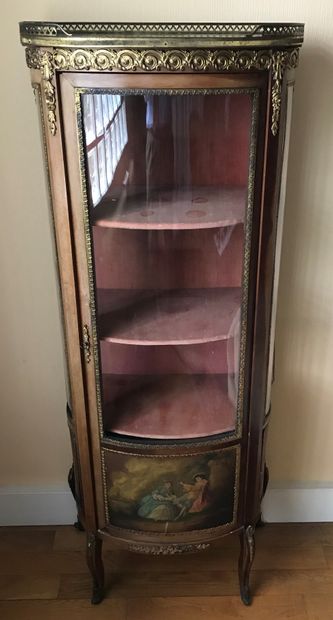 Mahogany display case with curved front....
