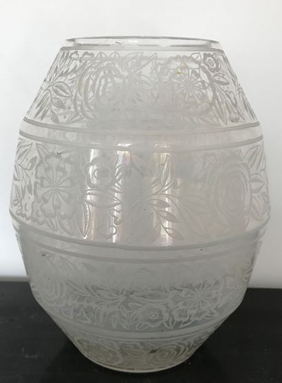 A BACCARAT crystal vase with engraved friezes...