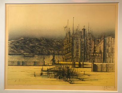 Jean CARZOU (1907-2000) : LOINTAIN DÉBARCADÈRE....
