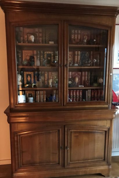 Large rustic varnished wood cabinet with...