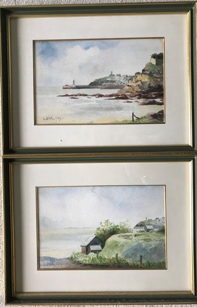 L. DIOR: SEASIDE. 

Pair of small watercolours,...