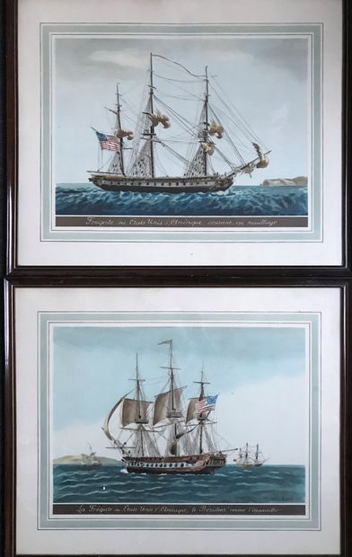 Pair of reproductions : THE FRIGATE OF THE...