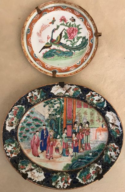 CHINA porcelain with polychrome enamel decoration:...