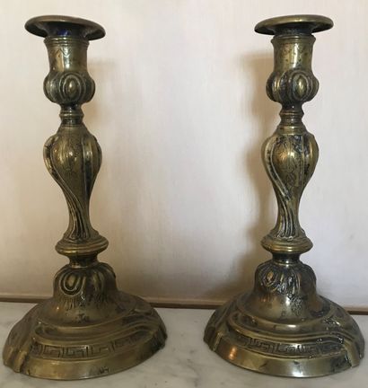 Pair of antique silver plated torches with...