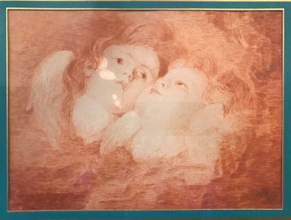 Pen and red chalk drawing: ANGELOTS HEAD....