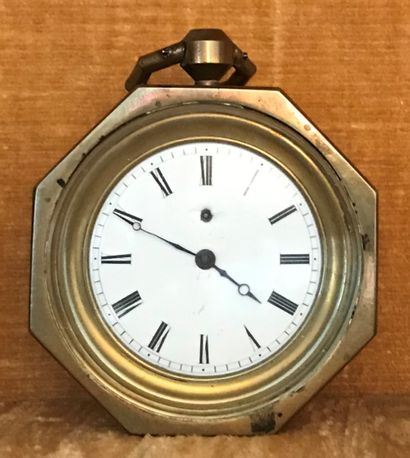 Small octagonal bronze alcove clock. The...