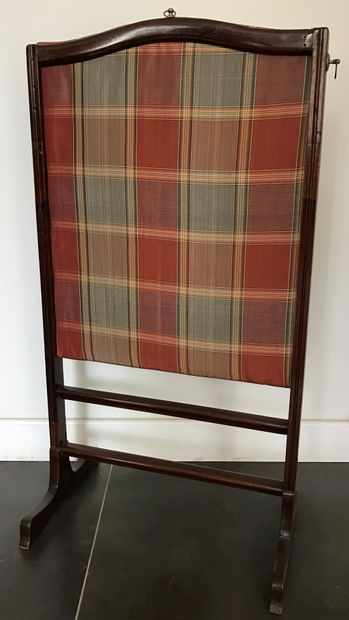 Mahogany fireplace screen, fluted posts on...