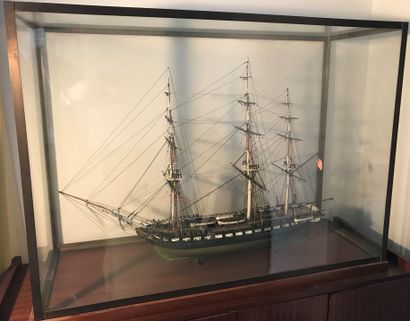 Large model of a three-masted ship in painted...