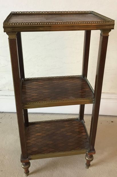 Small mahogany saddle, the three trays inlaid...