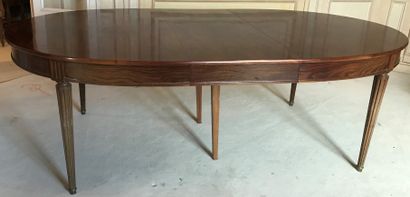 Large dining room table in stained natural...