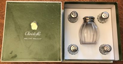 CHRISTOFLE.

Sugar bowl and four salt bowls...