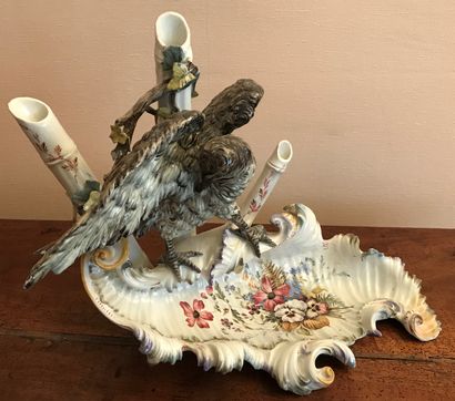Important polychrome earthenware flowerpot...