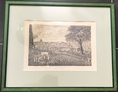 Set of four black engravings: 

- VEDUTA...