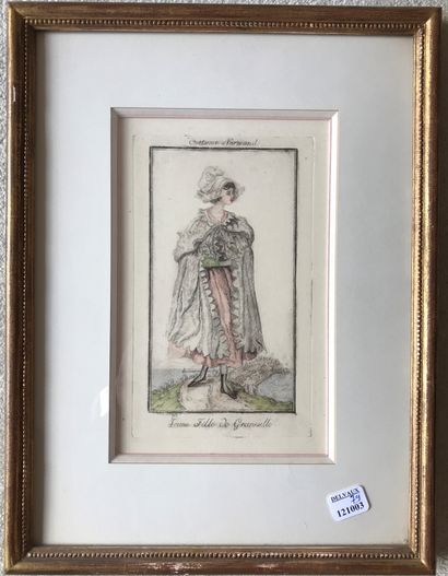 Pair of small romantic engravings in color...