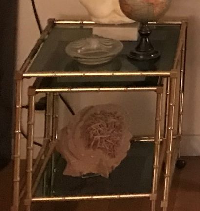 Two brass nesting tables varnished in imitation...