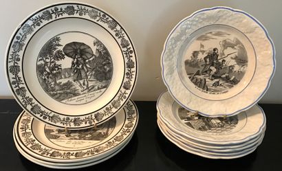 Earthenware set with printed decoration :...