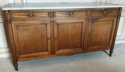 Low sideboard in blond moulded mahogany,...
