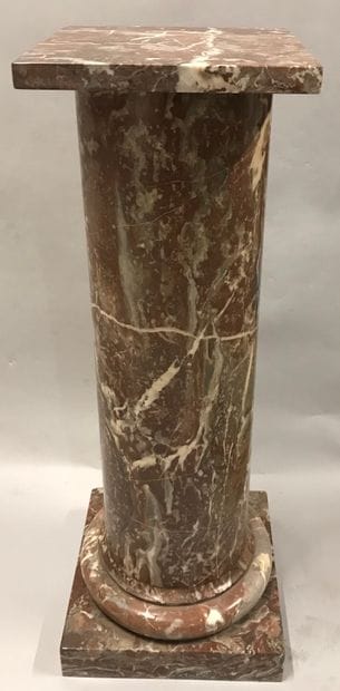 Column in red brown marble with white veins,...