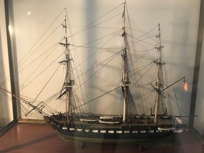 Large model of a three-masted ship in painted...