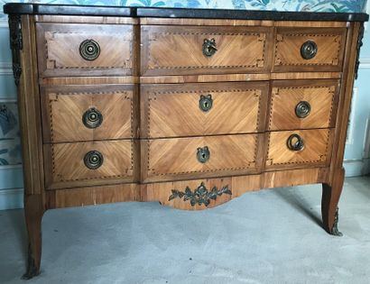 Wooden chest of drawers inlaid with simulated...