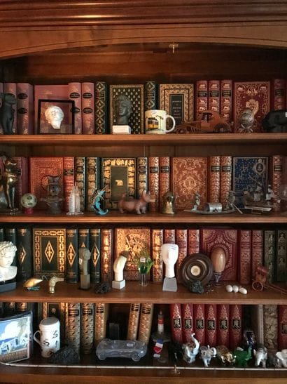 Set of bound books, in modern series.