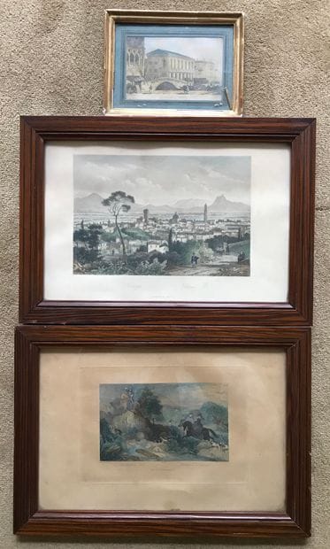 Quatre gravures en couleurs : VUE DE VICENCE...