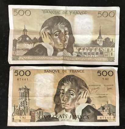 Deux anciens billets de 500 francs, dits...