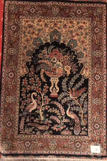Très petit tapis de prière en laine et soie...