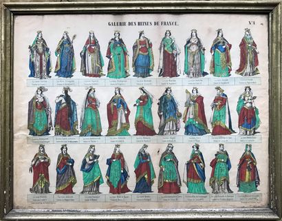 Gravure en couleur : GALERIE DES REINES DE...