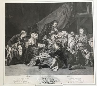 Suite de quatre gravures en noir d’après...