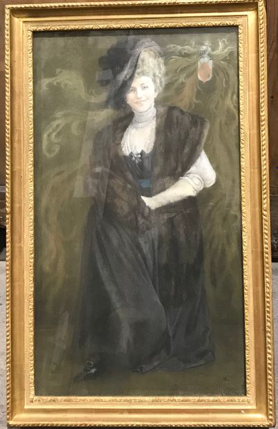 École ALLEMANDE vers 1900 : PORTRAIT DE FEMME...