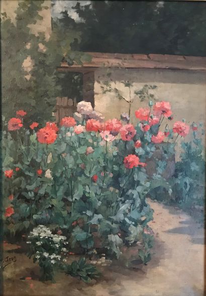 École FRANÇAISE, vers 1900 : MASSIF DE FLEURS...
