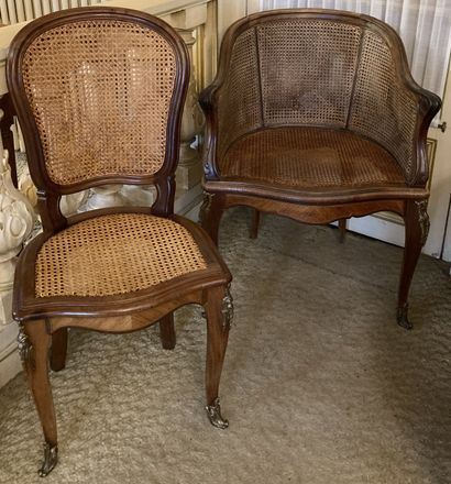 Pair of chairs in rosewood, the front and...