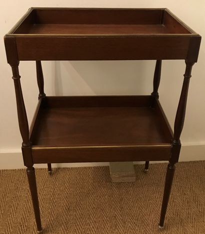 A mahogany work table, the tops in trough...