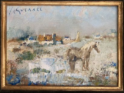 LE GUENNEC (1924-1988) : PAYSAGE DE CAMARGUE...