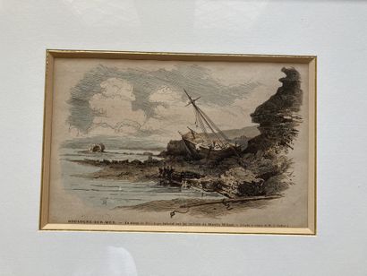 Ensemble de trois gravures, dont deux en...