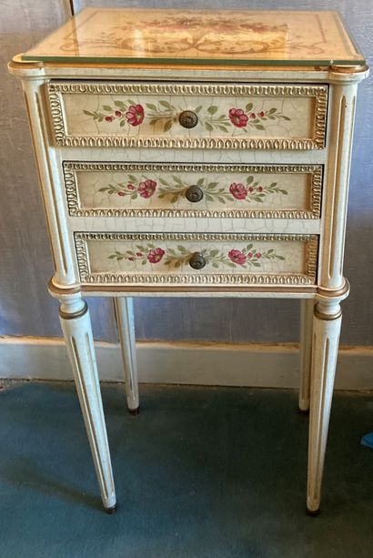Large lacquered wood chest of drawers painted...