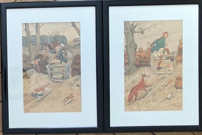 Harry ELIOTT : CHASSEUR ET CHIEN EFFRAYÉS...