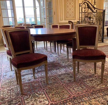 Large mahogany dining room table, the top...