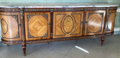 Large veneered rosewood and mahogany low...
