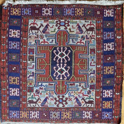Small carpet, Caucasus style, in wool with...