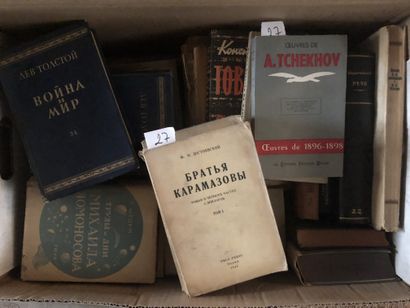 Two boxes of Russian and Georgian books.