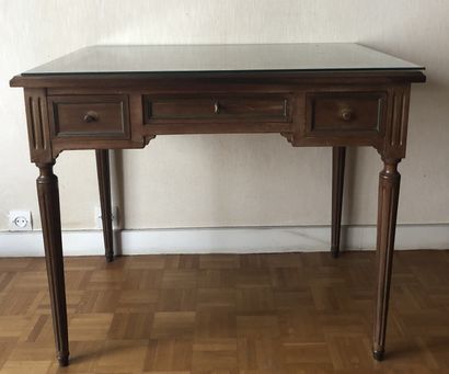 Small mahogany desk with brass mouldings....