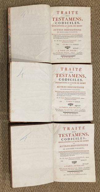 Three volumes: Traité des Testaments, Paris,...
