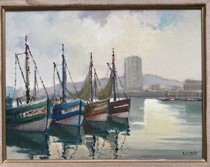 Emmanuel LE PETIT (1905-1991) : VUE DU PORT...