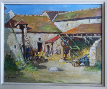 Édouard LEVERD (?-1953) : COUR DE FERME....